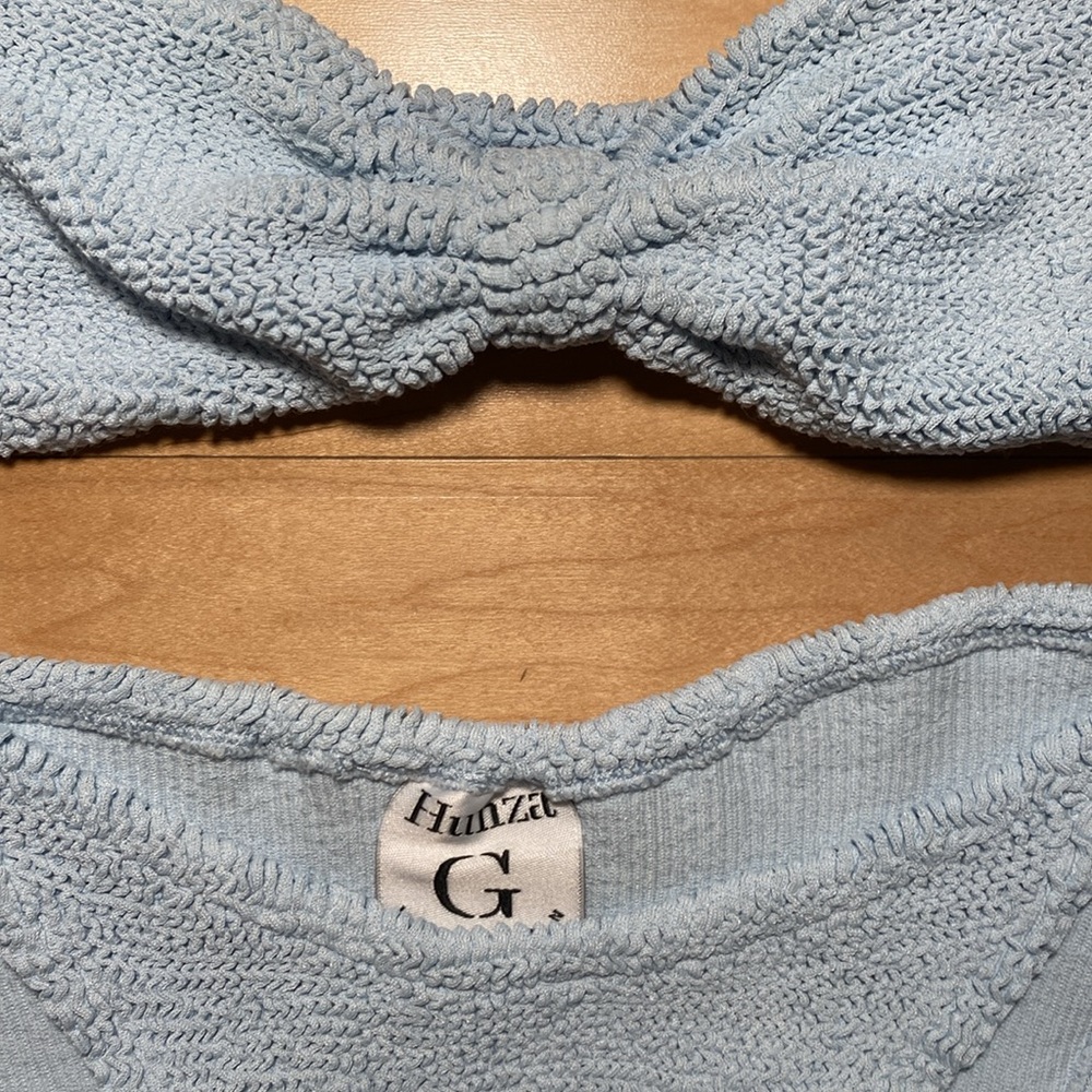 Hunza G Powder Blue Textured Bandeau Set